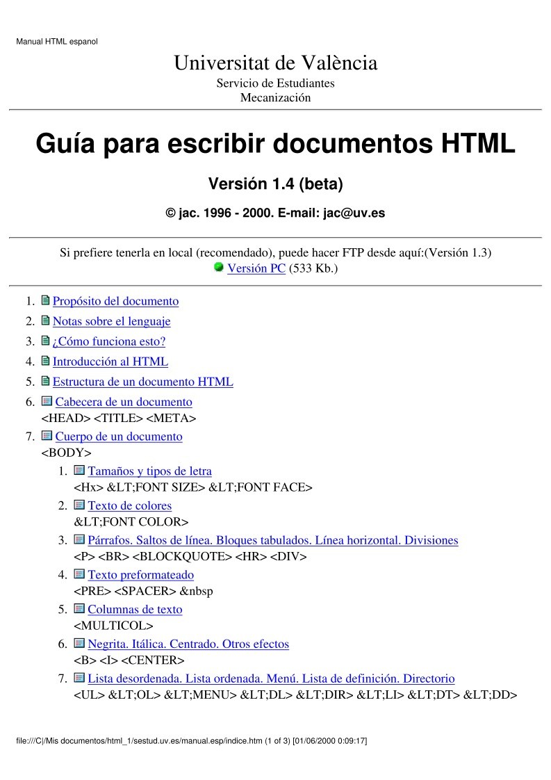 Imágen de pdf Guía para escribir documentos HTML